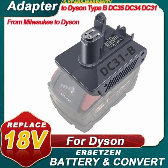 Adapter for Dy.son 21.6V Type-B DC31 DC34 DC35 DC44 DC45 Vacuum Cleaner, Convert for Mil*mau.kee 18V Lithium Battery to for Dy.son DC31 DC45 Animal Handheld Cordless Vacuum (Only Fit for Type B)