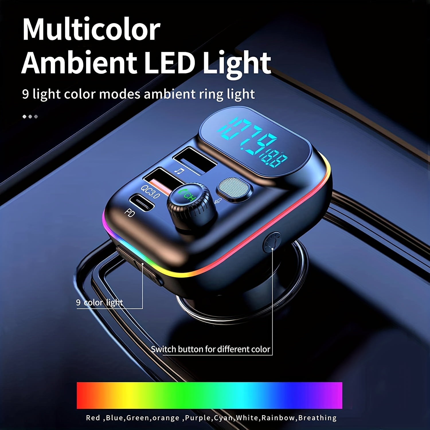 Adapter For Car, Wireless FM Radio Transmitter, Wireless 5.0, MP3 Music ...