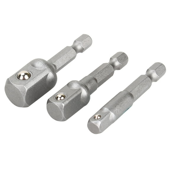 Adapter Hand Set 3pcs Drill Socket Adaptor Hex Drive To 1/4" 3/8" 1/2" Drive Impact Driver