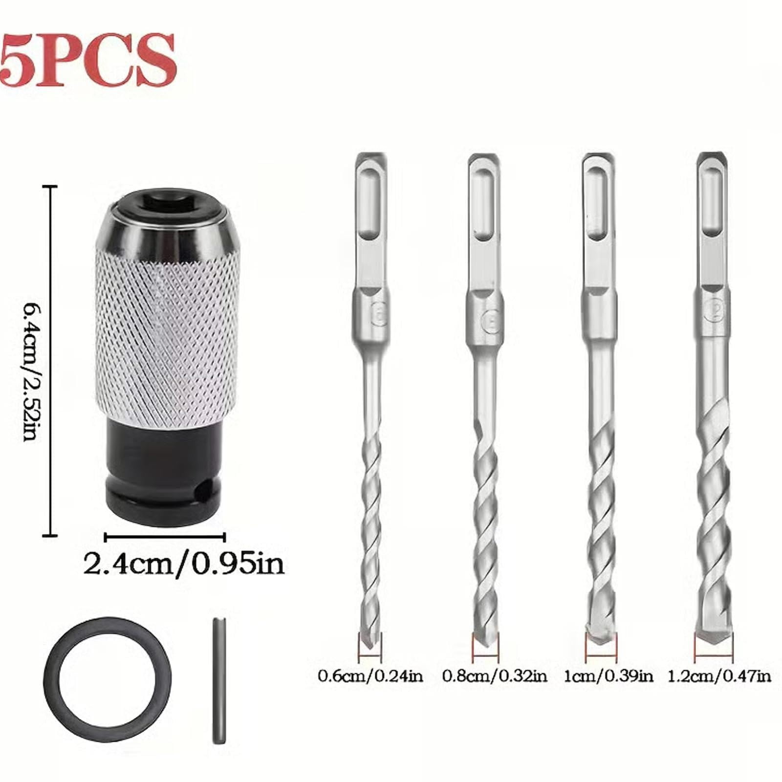 An Adapter Kit With Drill Bits. Hammer Adapter With Impact Drill Bits Set 5Pcs Multi Functional Hammer To Drill Converter With Adapter And 4 Hammers Bits Quick Release Adapters Converter