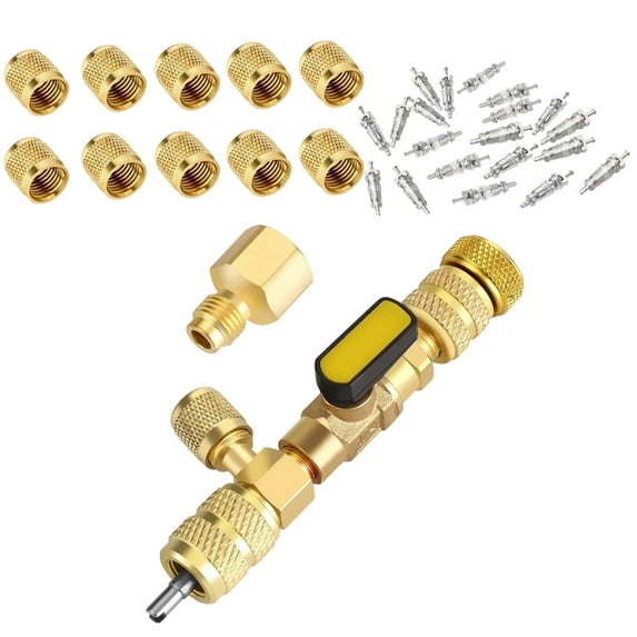 Adapter Remover Installer Tool Set with Double Size 1/4 & 5/16 Port for R22 R407 R410 R404 R600 HVAC Repair