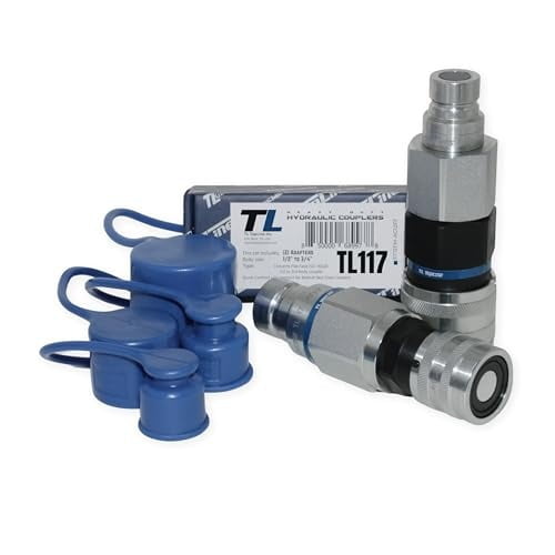 Adapter Set Flat Face Coupler | Converts 1/2 body to 3/4 body | Hydraulic Quick Connect Coupler | ISO 16028 | Heavy-Duty Coupling Set for Bobcat Bulkhead for Skid Steer Loaders | Model TL117