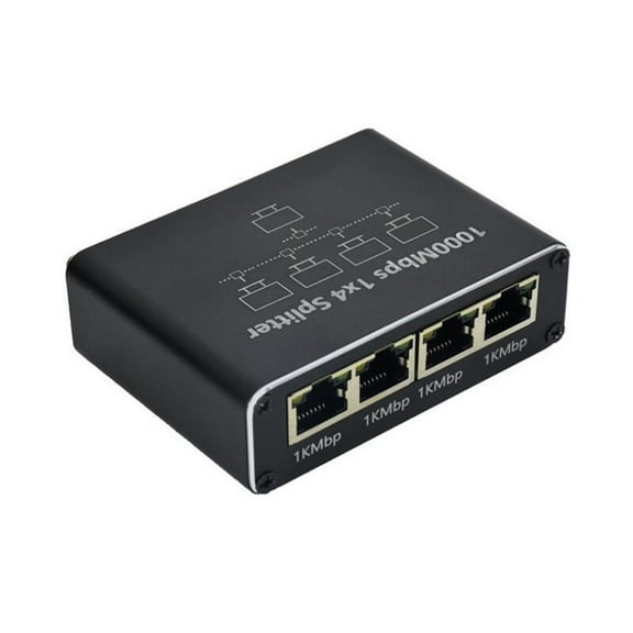 Adapter Splitter 1 to 4 High Speed Network Hub with USB Power Port for Computer Router Digital TV and More