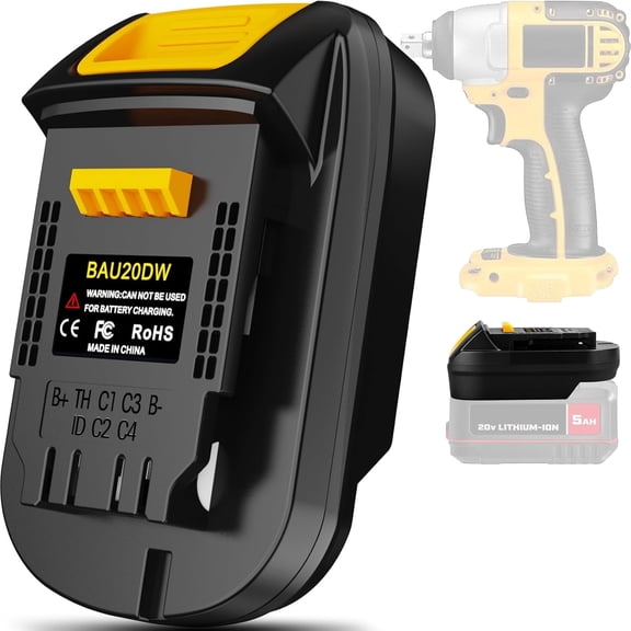 Adapter for Bauer 20V Li-ion Battery Convert to for Dewalt 20 V MAX Battery, Use for Dewalt 20V 60V Battery Cordless Power Tools(Adapter Only)