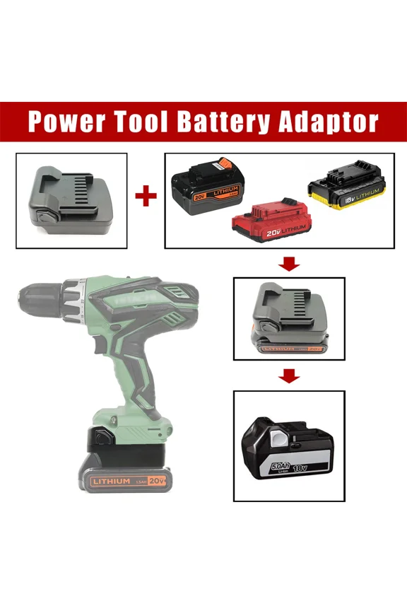 Adapter for Black Decker 20V Li-ion Battery Convert to for Hitachi 18V Tools