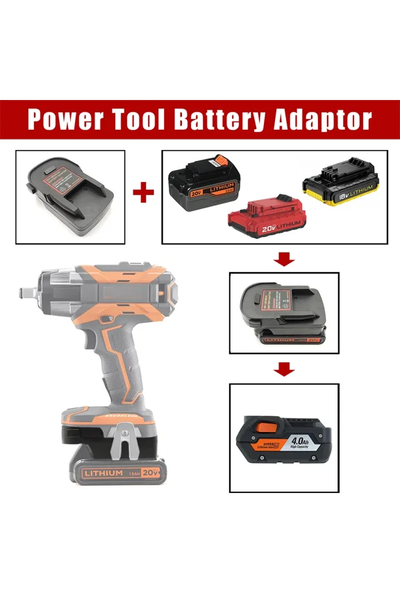 Adapter for Black Decker 20V Li-ion Battery Convert to for RIDGID 18V Power Tool
