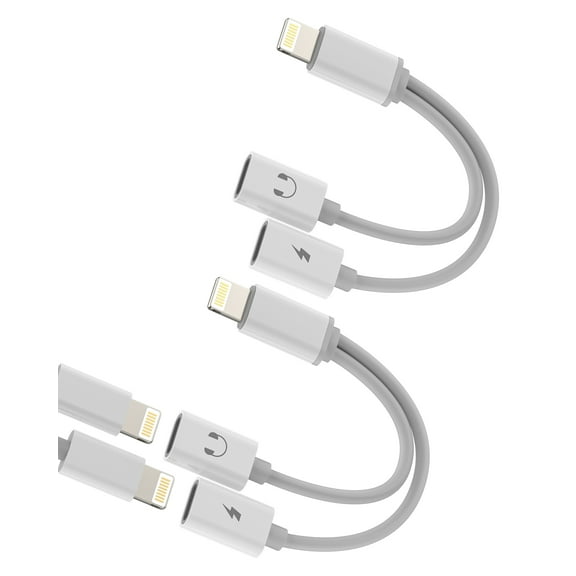 Dual Lightning Jack Headphone Adapter (2Pack)Charger Aux Audio Cable Splitter for Apple MFi Certified for iPhone 14 13 Pro Max For iPad Charging Dongle Double Lighting Charge Music Earphone Connector