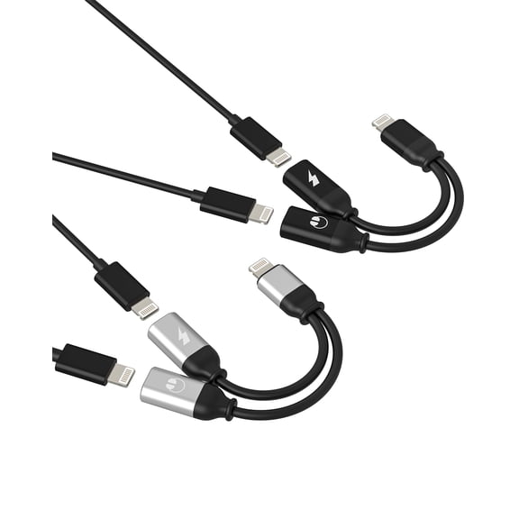 Dual Lightning Headphone Jack Adapter(2 Pack)for Apple MFi Certified Aux Audio Charger Cable Splitter for iPad for iPhone 14 13 Pro Max Connector Double Lighting Phone Charging Earphone Music Dongle