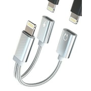Lightning Headphone Jack Adapter2in1for iPhone 14 13 12 Pro Max Aux Audio Charger Cable Splitter for Apple MFi Certified Dual Lighting Charging Earphone Dongle for iPad Phone Charge Music Connector