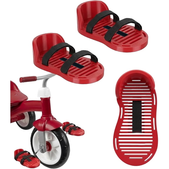 Adaptive Bike Pedal with Adjustable Straps, Tricycle Pedal Foot Support, Secure Foot Holder for Tricycles, Easy Install Anti-Slip Pedal Support for Safe Riding(Red)