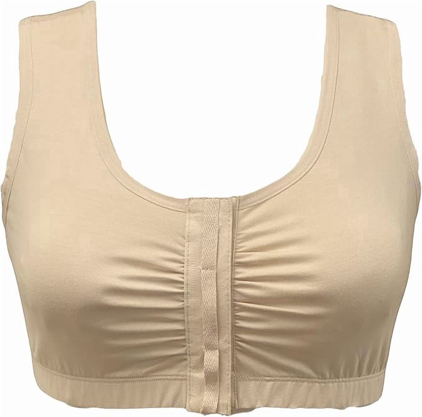 Alessandra B Adaptive Bra for Elderly - Easy On Velcro Front Closure, Wide Straps, Elastic Underbnand Nude