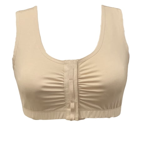 Alessandra B Adaptive Bra for Elderly - Easy On Velcro Front Closure, Wide Straps, Elastic Underbnand Nude