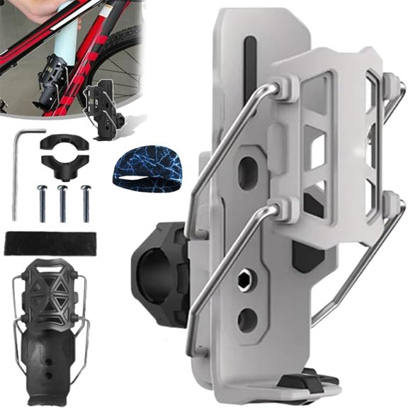 Adaptive Cycling Bottle Holder, Adaptive 360° Rotating Bike Water Bottle Holder, Automatic Clamping No Tool or Screw Cup Cage Mount with Firm Grip for 2-3" Diameter Bottle on Handlebar(Black)