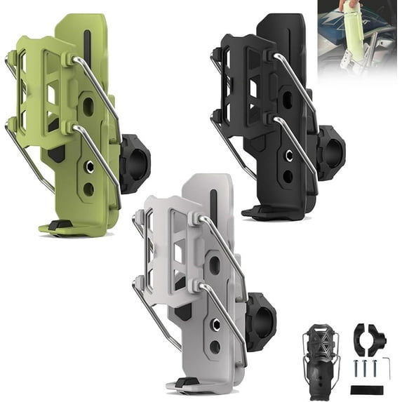 Adaptive Cycling Bottle Holder, Ultra-Light Motorcycle Bicycle Water Bottle Cages, 360 Degree Rotating Adjustable, Automatic Clamping Mechanism, Bike Handlebar Crash Bar Mount Cup Cage