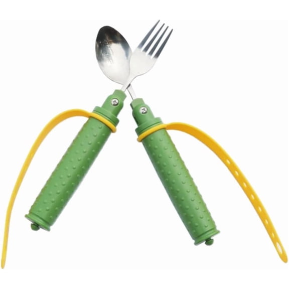 Adaptive Easy Grip Spoon and Fork Knife with Non-Slip Handle Bendable Cutlery Adaptive Eating Flexible Flatware Eating Aids for Elderly Parkinson and Arthritis C