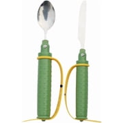 Adaptive Easy Grip Spoon and Fork Knife with Non-Slip Handle Bendable Cutlery Adaptive Eating Flexible Flatware Eating Aids for Elderly Parkinson and Arthritis C