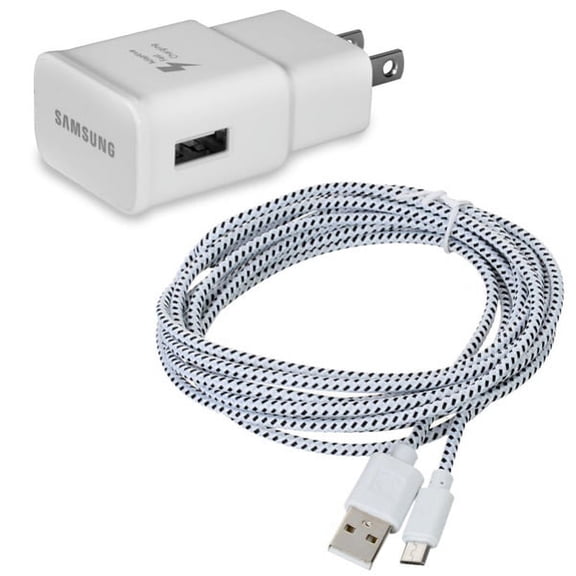 Adaptive Fast Charger Home Adapter 6ft Long Baided USB Cable Wire G8Y for Samsung Galaxy Stardust Sol Sky, S7 Edge S6 Edge S5, J7 Sky Pro Sport (SM-G860P) S4 S3 Mega SPH-L600 SGH-M819