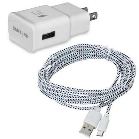 Adaptive Fast Charger Home Adapter 6ft Long Baided USB Cable Wire Y7Q for LG G4, Sunrise, Power, Lucky, Destiny, Leon, Risio, K7 K10, Aristo, K8, Logos, Spree, K3, V10, Q6, K30, Lancet