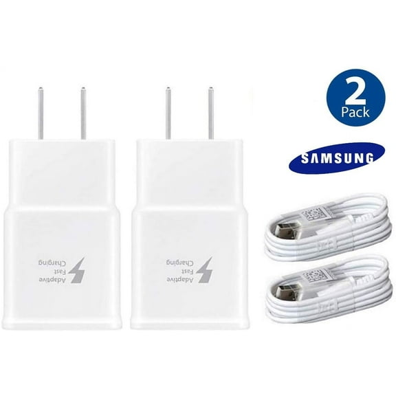 Adaptive Fast Charger Kit, Original 2 Pack Fast Charging Adapter Travel Charger + (2) Micro USB Data cables-Wall Charger for Samsung Galaxy S7/S7 Edge/S6/Note5/4 /S3(White)