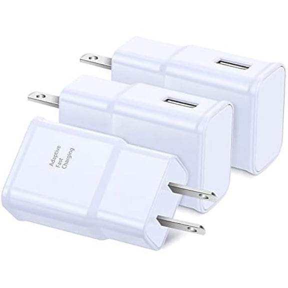 Adaptive Fast Charger, Qihop 3-Pack USB Wall Charger Fast Charging Block Travel Adapters Compatible for Samsung S21 S20 S10e S9 S8 Plus, Note 8 9 10 Plus 20, iPhone, LG Quick Phone Charger (White)