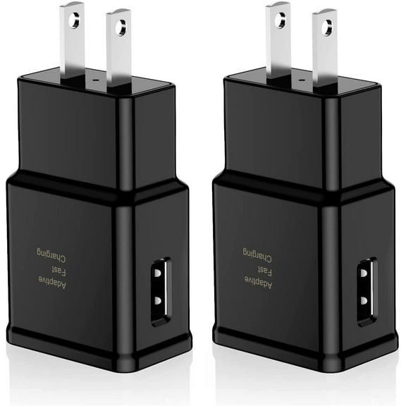Adaptive Fast Charging Block(2 Pack), USB Wall Charger Adapter for Samsung Galaxy S22 S21 S20 S10 S6 S7 S8 S9 / Edge/Plus/Active,