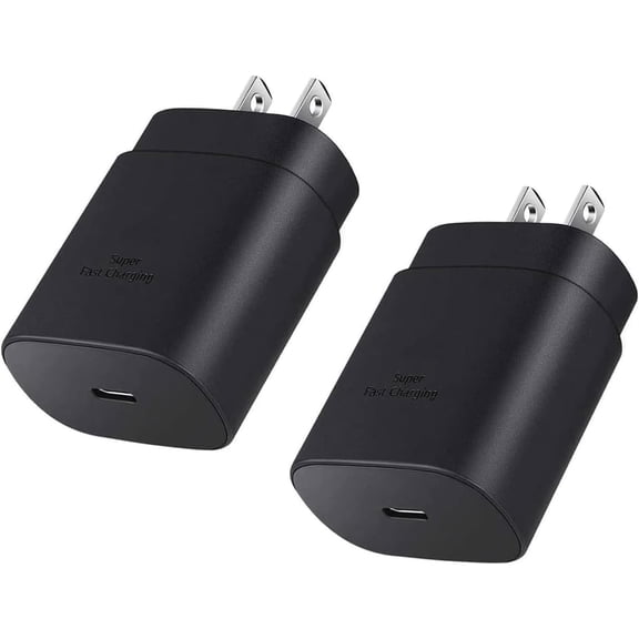 Adaptive Fast Charging Block USB Wall Charger Adapter Fits Samsung Galaxy S25/S24/S23/S22/S22 Ultra/S21/S20/S10/S9/S8/S7/Edge/Note 10 Quick Charge (White, 2 Pack)