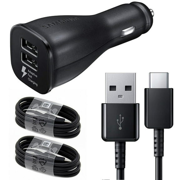 SGNics Adaptive Fast Charging Dual Port Car Charger with 2x 4 ft Type-C Cables