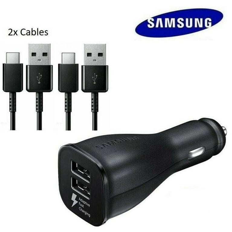 Adaptive Fast Charging Dual Port Car Charger Samsung USB Rapid Car Charger with 2x Type C Cable 4ft Compatible Samsung Galaxy S10 S10e S10 S9 S9