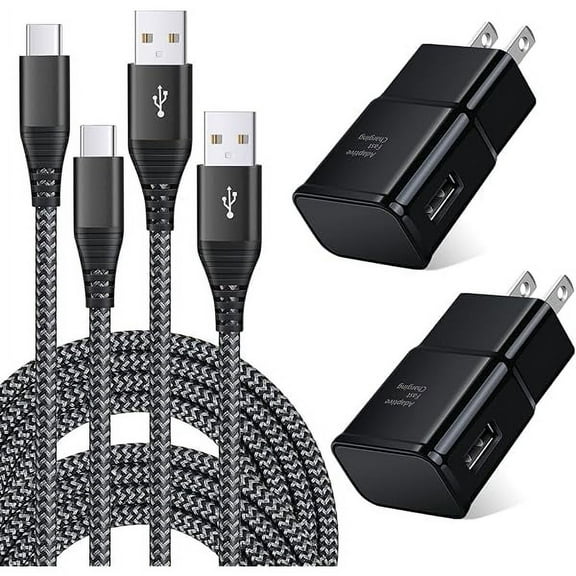 Adaptive Fast Charging USB Wall Charger Kit, Qihop 2-Pack Fast Charging Block Android Phone Charger with 6ft USB Type C Cable for Samsung Galaxy S21/S20/S10+/S10e/S9/S8 Plus,Note 10+/20, A14/A53/A71