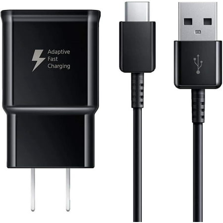 Adaptive Fast Charging Wall Charger and 5-Feet USB Type C Cable Kit Bundle Compatible with Samsung Galaxy A12 and Other Smartphones, Fast Charger Kit - Black
