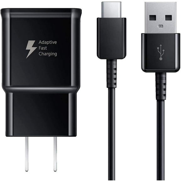 Adaptive Fast Charging Wall Charger and 5-Feet USB Type C Cable Kit Bundle Compatible with Samsung Galaxy A52 5G and Other Smartphones, Fast Charger Kit - Black