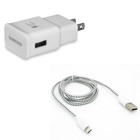 Adaptive Fast Home Charger w MicroUSB 10ft USB Cable A7A for Samsung Galaxy J7 Perx, S7 Edge S6 Edge+ Edge Active S5 Active, S4 Active (GT-i9295) S3 On5 Express Prime Note Edge Core Prime 5 4