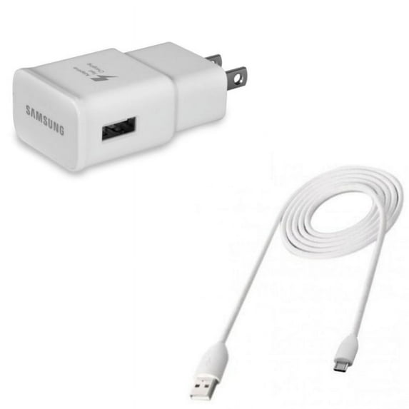 Adaptive Fast Home Charger w MicroUSB 3ft USB Cable V4E for Samsung Galaxy J7 Perx, S7 Edge S6 Edge+ Edge Active S5 Active, S4 Active (GT-i9295) S3 On5 Express Prime Note Edge Core Prime 5 4 3