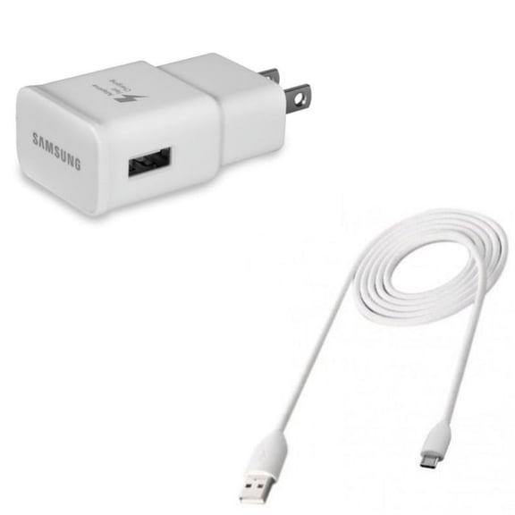 Adaptive Fast Home Charger w MicroUSB 3ft USB Cable V4E for Samsung Galaxy J7 Perx, S7 Edge S6 Edge+ Edge Active S5 Active, S4 Active (GT-i9295) S3 On5 Express Prime Note Edge Core Prime 5 4 3