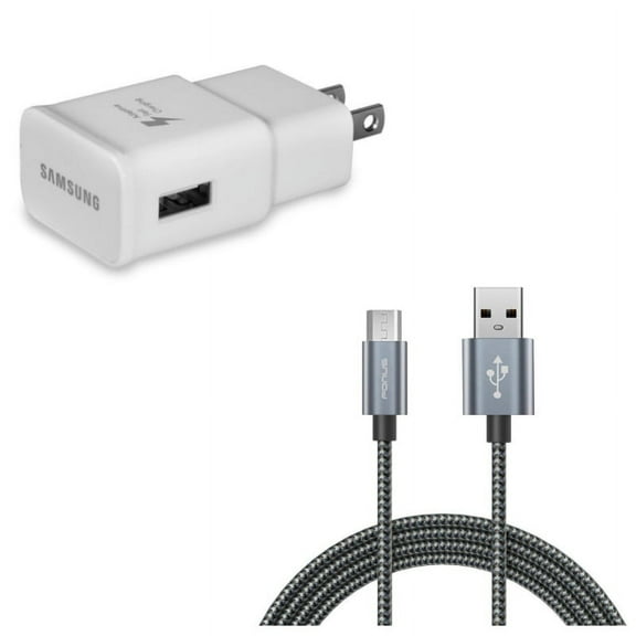 Adaptive Fast Home Charger w MicroUSB 6ft USB Cable D3Q for Samsung GALAXY Note 2 Mega 2, J7 J5 J3, Amp Prime, Emerge, (2018) Refine J2, J1, Halo Express 3 Avant 2 Alpha Admire 2 A6 A5, 6.3