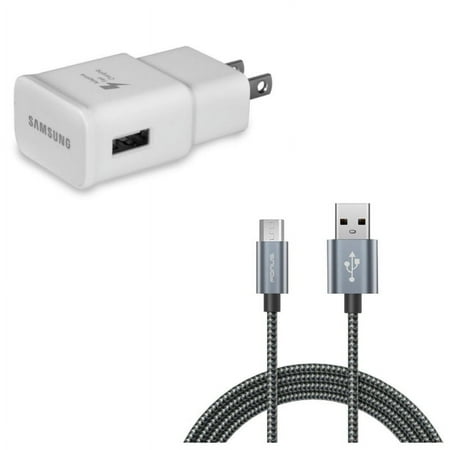 Adaptive Fast Home Charger w MicroUSB 6ft USB Cable G9V for Blackberry Classic, Z10 Z30, Priv, Q10 - BLU S1, Vivo XL4 XI, Studio X8 HD Touch, Pure View, R1 Plus, Go, Life One X3 X2 Play S, HD
