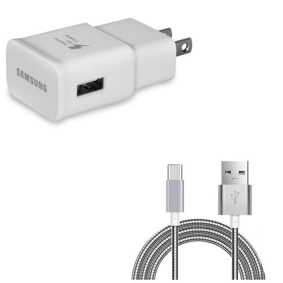 Adaptive Fast OEM Home Charger w 6ft Metal USB Cable for Samsung Galaxy A72 5G/A52 5G/A42 5G/A32 5G/A12 5G - USB Power Adapter, Type-C V1V Compatible With Galaxy A72 5G/A52 5G/A42 5G/A32 5G/A12 5G