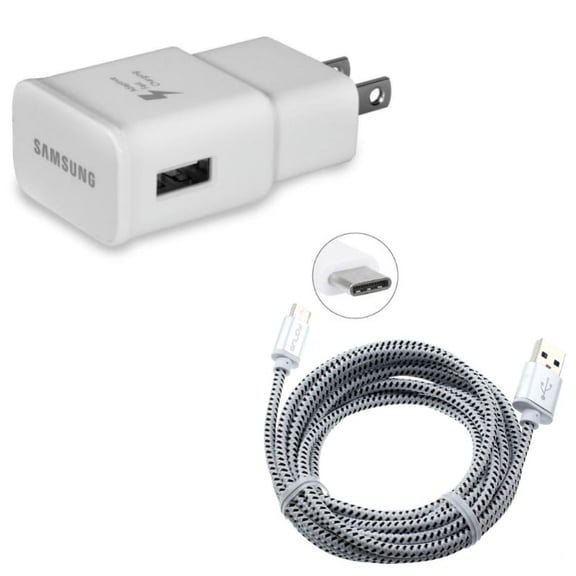 Adaptive Fast OEM Home Charger w Type-C 6ft USB Cable for Samsung Galaxy A72 5G/A52 5G/A42 5G/A32 5G/A12 5G - USB Power Adapter, Charger Q7R Compatible With Galaxy A72 5G/A52 5G/A42 5G/A32 5G/A12 5G
