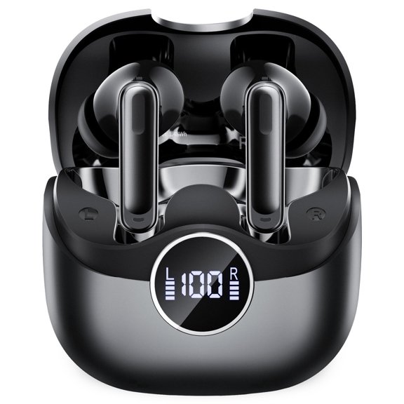 Adaptive Hybrid Active Noise Canceling 2026 Wireless Earbuds, 6 Mics ENC Clear Call Ear Buds, Hi-Res Audio Deep Bass Bluetooth 5.4 Headphones, 40H Playtime, Wireless Charging, LED, USB-C, Black