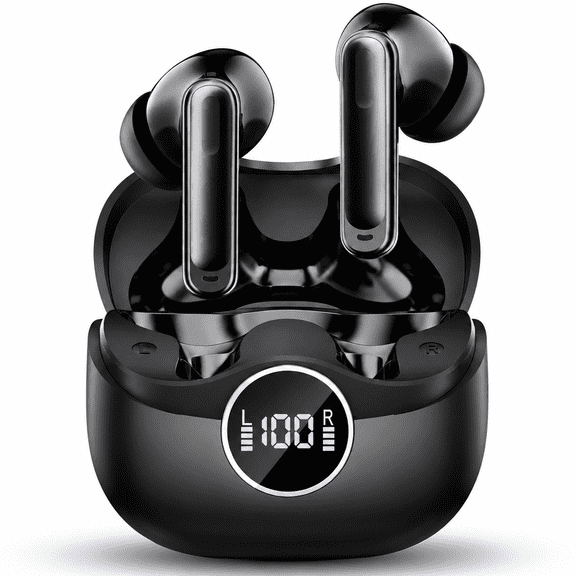 Wireless Earbuds, 6 ENC Mic Clear Call, Hybrid Active Noise Cancelling Earbuds, 8EQ, Deep Bass, V5.4 Bluetooth Ear Buds, 40H Playtime, LED Screen, IPX7 Waterproof, In-ear Earphones for Android iOS