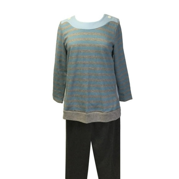 Adaptive Shoulder-Snap Pant Set, Blue Stripe