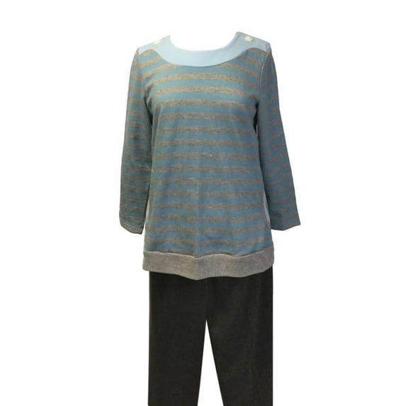 Adaptive Shoulder-Snap Pant Set, Blue Stripe