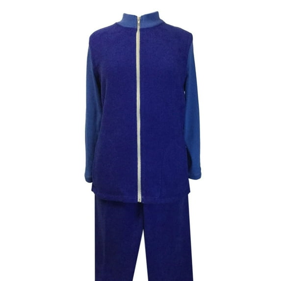 Adaptive Shoulder-Snap Pant Set, Front Zipper, Cobalt Blue