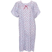 Adaptive Shoulder-Wrap Hospital-Style Short-Sleeve Cotton Nightgown