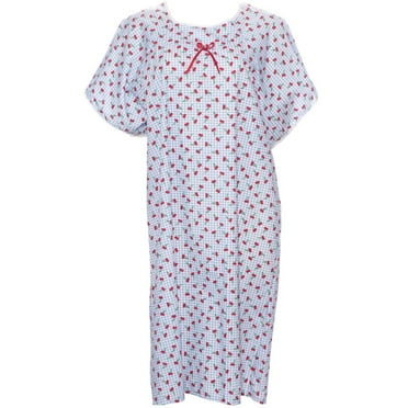 Adaptive Shoulder-Wrap  Hospital-Style Short-Sleeve Cotton Nightgown