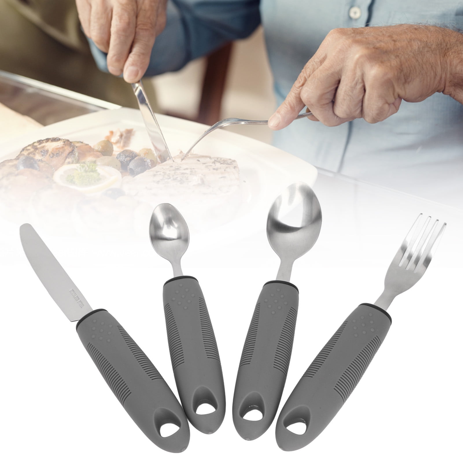 Adaptive Utensils, Knife Fork Spoon Stainless Steel Adaptive Eating
