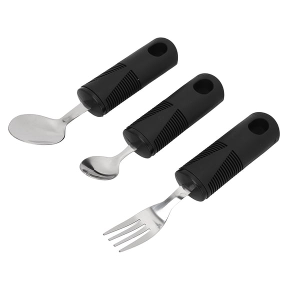 Adaptive Utensils, Safe Durable Parkinsons Utensils 3 Pieces Rubber Handle Anti Shaking For Elderly