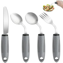 Adaptive Utensils Set of 4 Weighted 2.5 oz - 42° Angled Utensils for Parkinson's Patients, Hand Tremors, Arthritis & Elderly - Weighted Silverware for Hand Tremors (Right Handed)