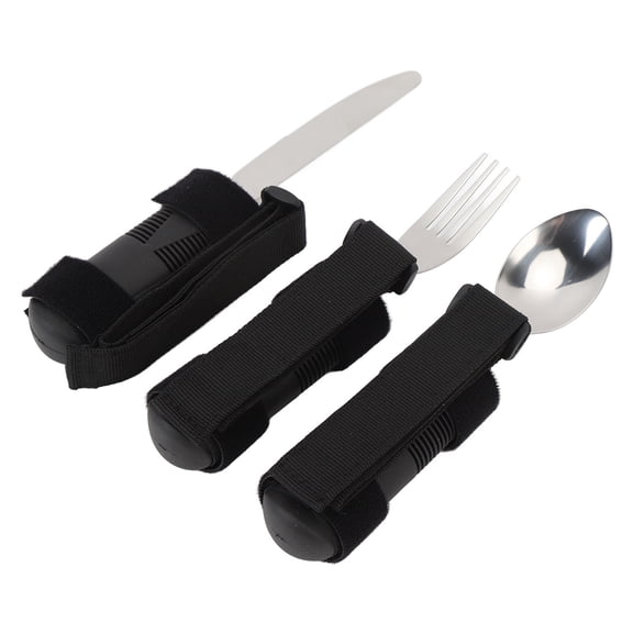 Adaptive Utensils Set for Elderly - 3pcs Weighted Cutlery Set for Hand Tremors & Arthritis, Stainless Steel (Approx. 7.5 inches / 19 cm length)
