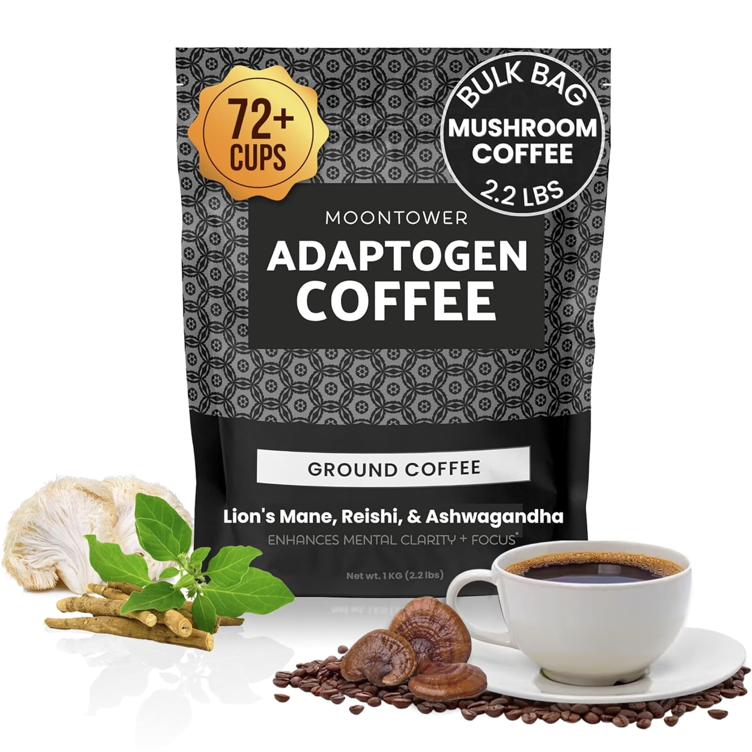 Adaptogen Coffee Mushroom Coffee with Ashwagandha, s Mane, & Reishi